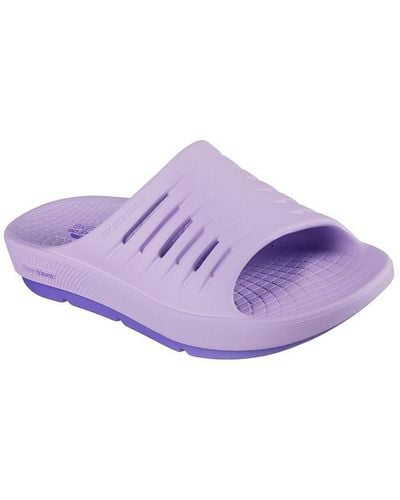 Skechers Athletic Slide Sandal W Linear Perf Sports Sandals - Purple