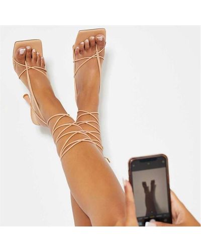 I Saw It First Strappy Lace Up Feature Heeled Sandal - Brown