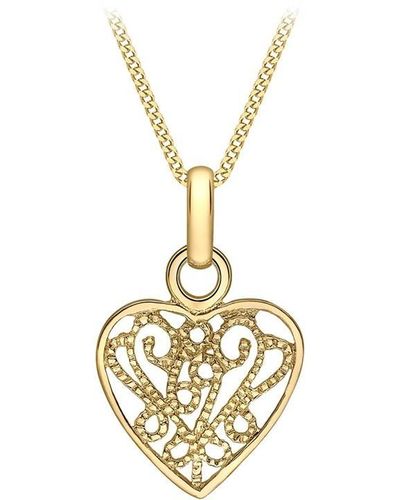 Be You 9ct Milgrain Heart Necklace - Metallic