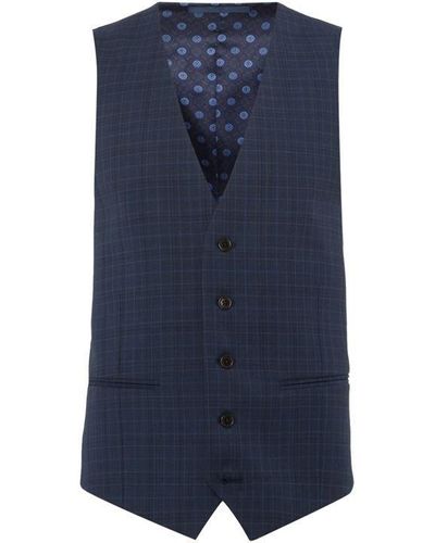 Turner and Sanderson Chilton Checked Suit Waistcoat - Blue