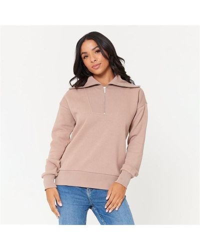 Be You Half Zip Longline Sweatshirt - Natural