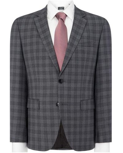 HUGO Jeffery Regular Check Two-piece Suit Jacket - Grey