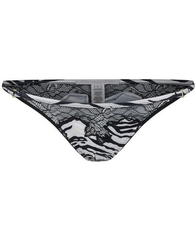 Stella McCartney Zebra Print Satin String Bikini Briefs - Grey
