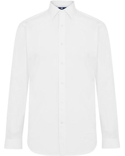 Haines and Bonner Charles Slim Fit Regular Collar Poplin Shirt - White