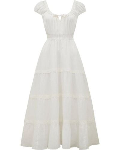 Forever New Tuscany Trim Detail Midi Dress - White