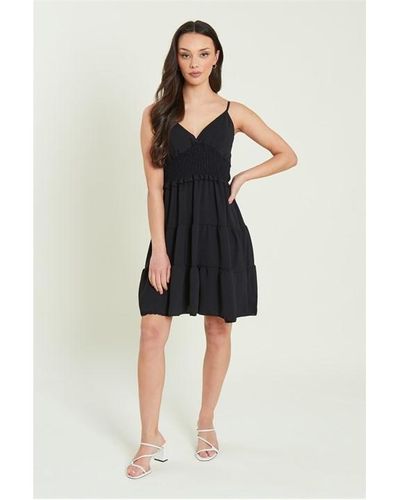 Be You Strappy Tiered Dress - Black