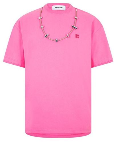 Ambush Embellsihed Necklace T Shirt - Pink