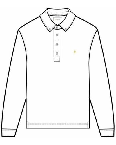 Farah Ricky Long Sleeve Polo Shirt - White