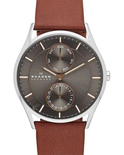 Skagen Holst Tan Leather Watch - Metallic
