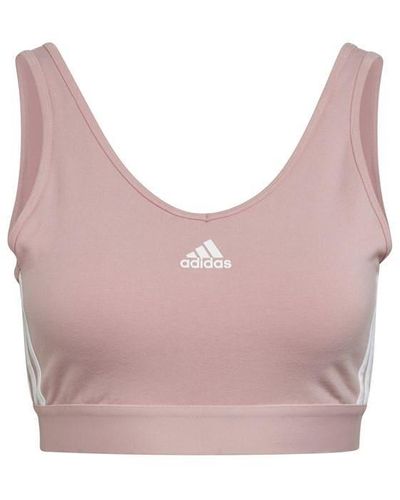 adidas 3-stripes Crop Top With Removable Pads - Pink