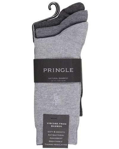 Pringle of Scotland 3 Pack Plain Socks - Grey