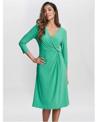 Gina Bacconi Antonia Jersey Wrap Dress - Green
