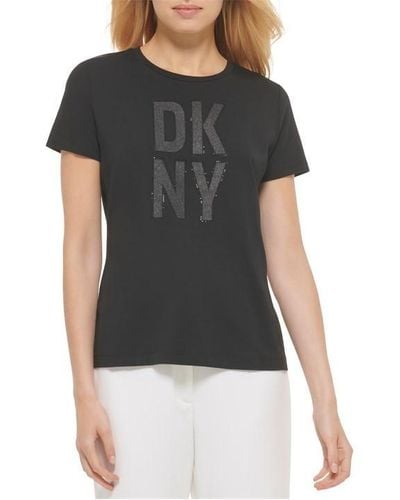 DKNY Rhinestone Logo T-shirt - Black