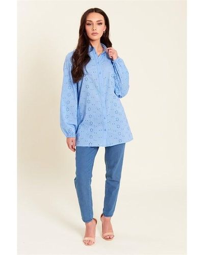 Be You Broderie Shirt - Blue