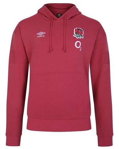 Umbro England Rugby Fleece Hoodie 2023 2024 Adults - Red