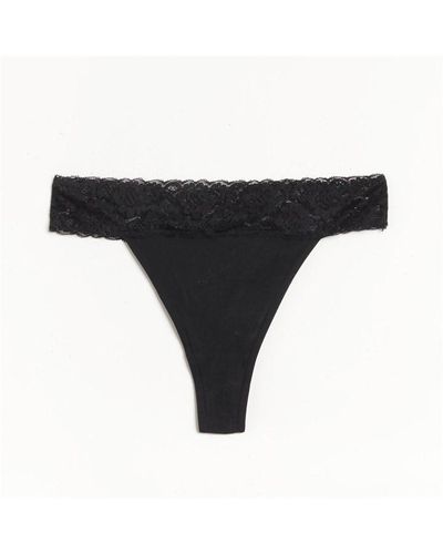 Be You Pack Lace Trim Thong - Black