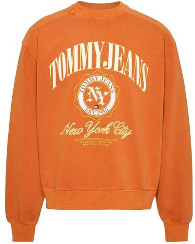 Tommy Hilfiger Tjm Varsity Boxy Fit Sweatshirt - Orange