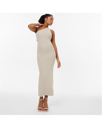 Jack Wills Knitted Asymmetric Cut Out Midi Dress - White