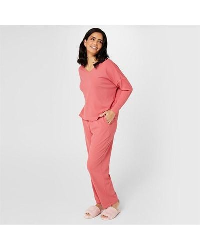 Biba Ribbed Jersey Pyjama Set - Red