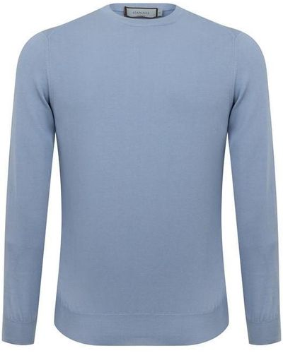 Canali Crew Neck Knitted Jumper - Blue