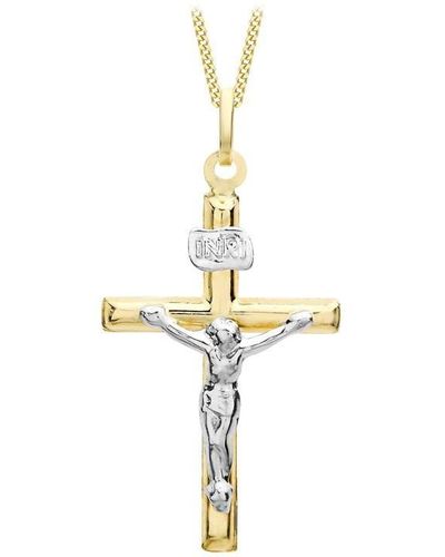 Be You 9ct 2-colour Crucifix Necklace - Metallic