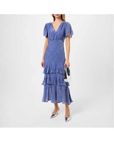 RIXO London Gilly Silk-velvet Midi Dress - Blue
