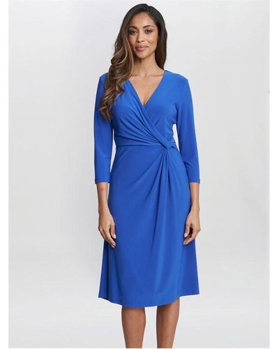 Gina Bacconi Antonia Jersey Wrap Dress - Blue