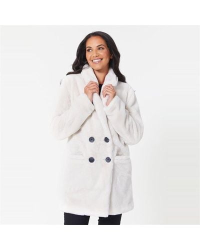 Be You Double Breasted Faux Fur Jacket - White