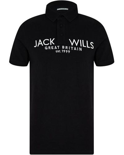 Jack Wills Pique Polo Sn99 - Black