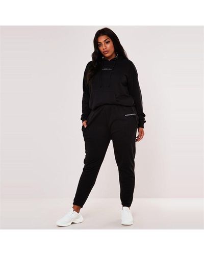 Missguided Plus Size Slogan Hoodie And joggers Co Ord Set - Black