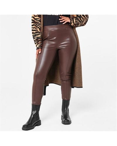 Biba Chic Faux Leather Stretch leggings - Brown