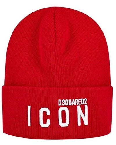 DSquared² Dsqua2 Icon Logo Embroide Beanie - Red