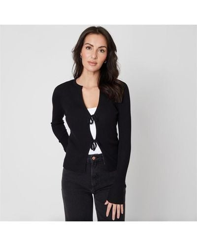 Be You Tie Front Cardigan - Black