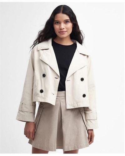 Barbour Hadfield Cropped Trench Coat - White