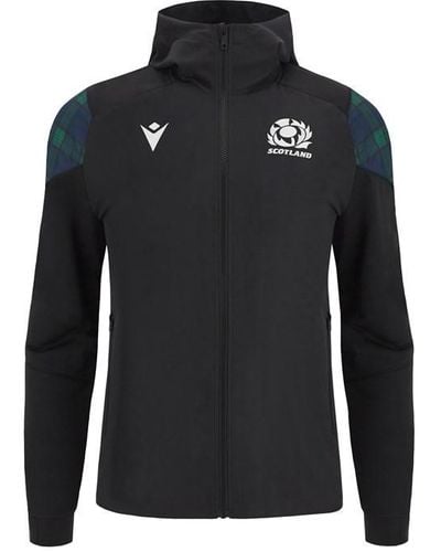 MACRON Scotland Rugby 6 Nations Zipped Hoody 2023 2024 Adults - Black