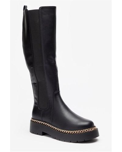 Be You Chain Trim Patent Chelsea Boot - Black