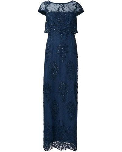 Adrianna Papell Embroidery Column Gown - Blue
