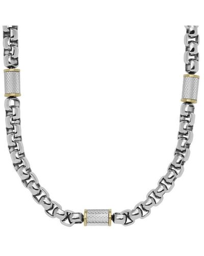 Fossil All Stacked Up Jf04601040 Necklace Black Agate in Metallic