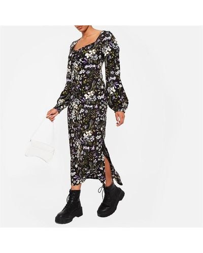 I Saw It First Floral Ruched Bust Midaxi Dress - Black