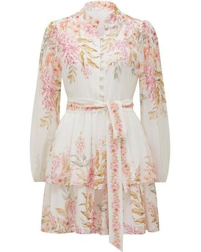 Forever New Isla Printed Long Sleeve Mini Dress - Pink