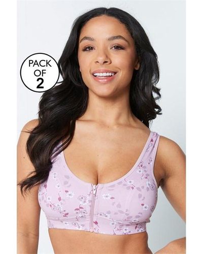 Be You Pack Zip Through Floral Bra - Purple