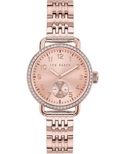 Ted Baker Stainless Steel Fashion Analogue Quartz Watch - Pink