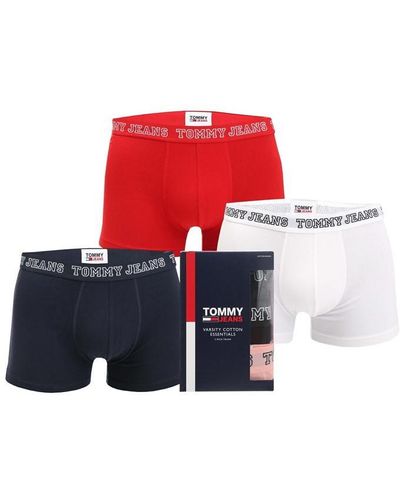 Tommy Hilfiger 3 Pack Logo Waistband Trunks - Red