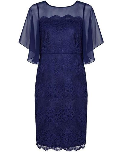 Ariella Lana Marie Fiorella Chiffon Lace Dress - Blue