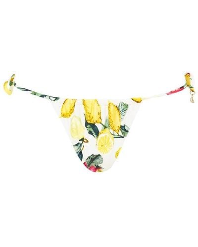 Seafolly Lemon Print Drawstring Bikini Trousers - Metallic