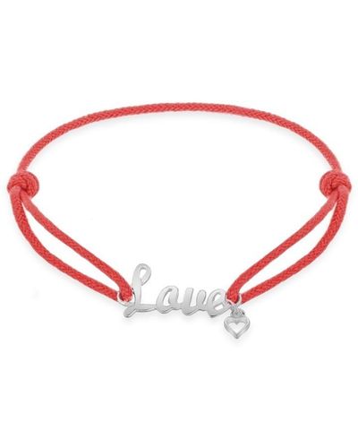 Be You Sterling Silver Cord 'love' Charm Bracelet - Red