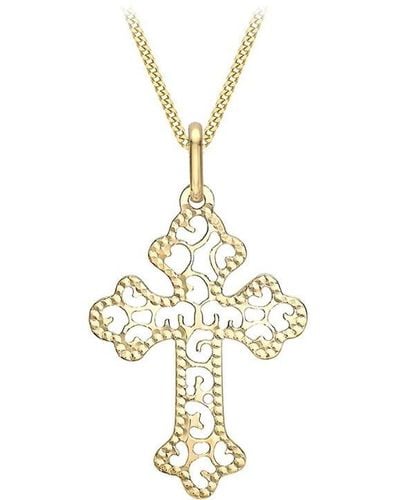 Be You 9ct Large Filigree Cross Necklace - Metallic