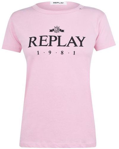 Replay 1981 Logo T Shirt - Pink