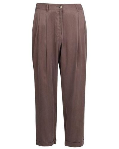 French Connection Rosanna Cupro Pleat Front Trousers - Brown