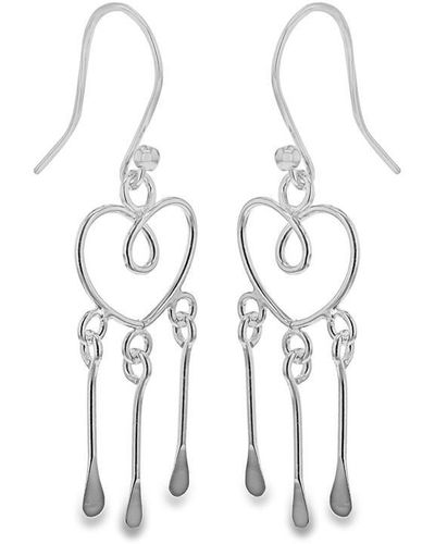 Be You Sterling Wire Heart Earrings - White